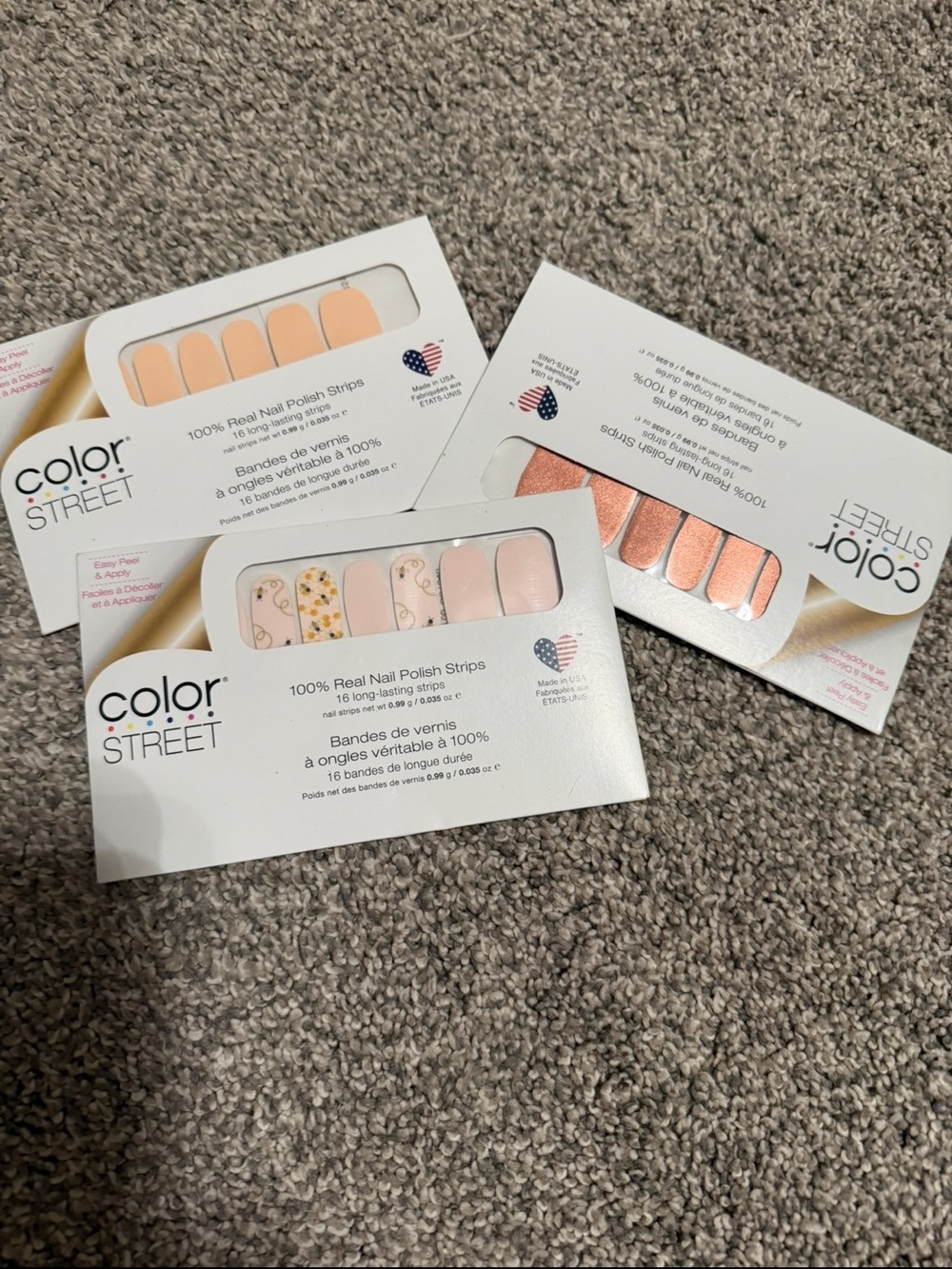 Color Street Peach & Blush Press-On Nail Strips Trio by Color Street